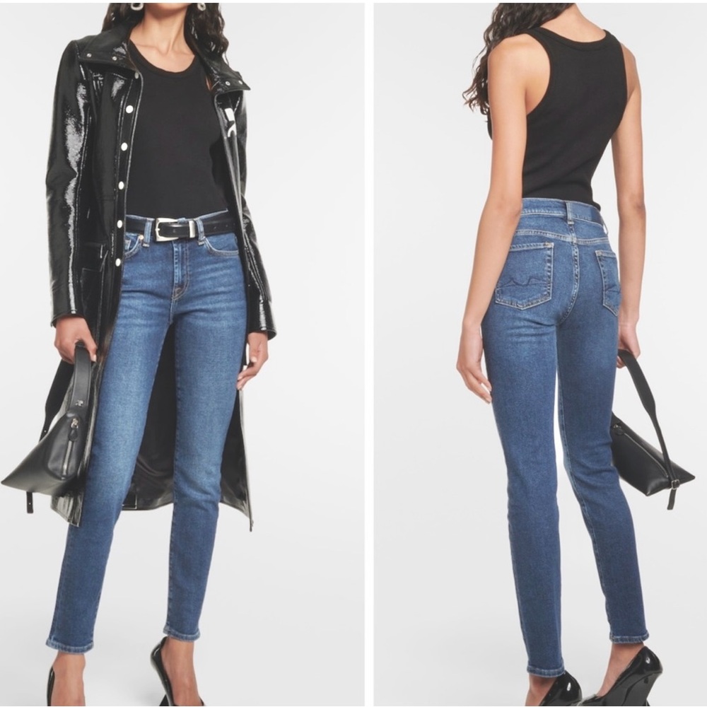 7 For All Mankind Roxanne Crystal Embellished Pockets Skinny Jeans
